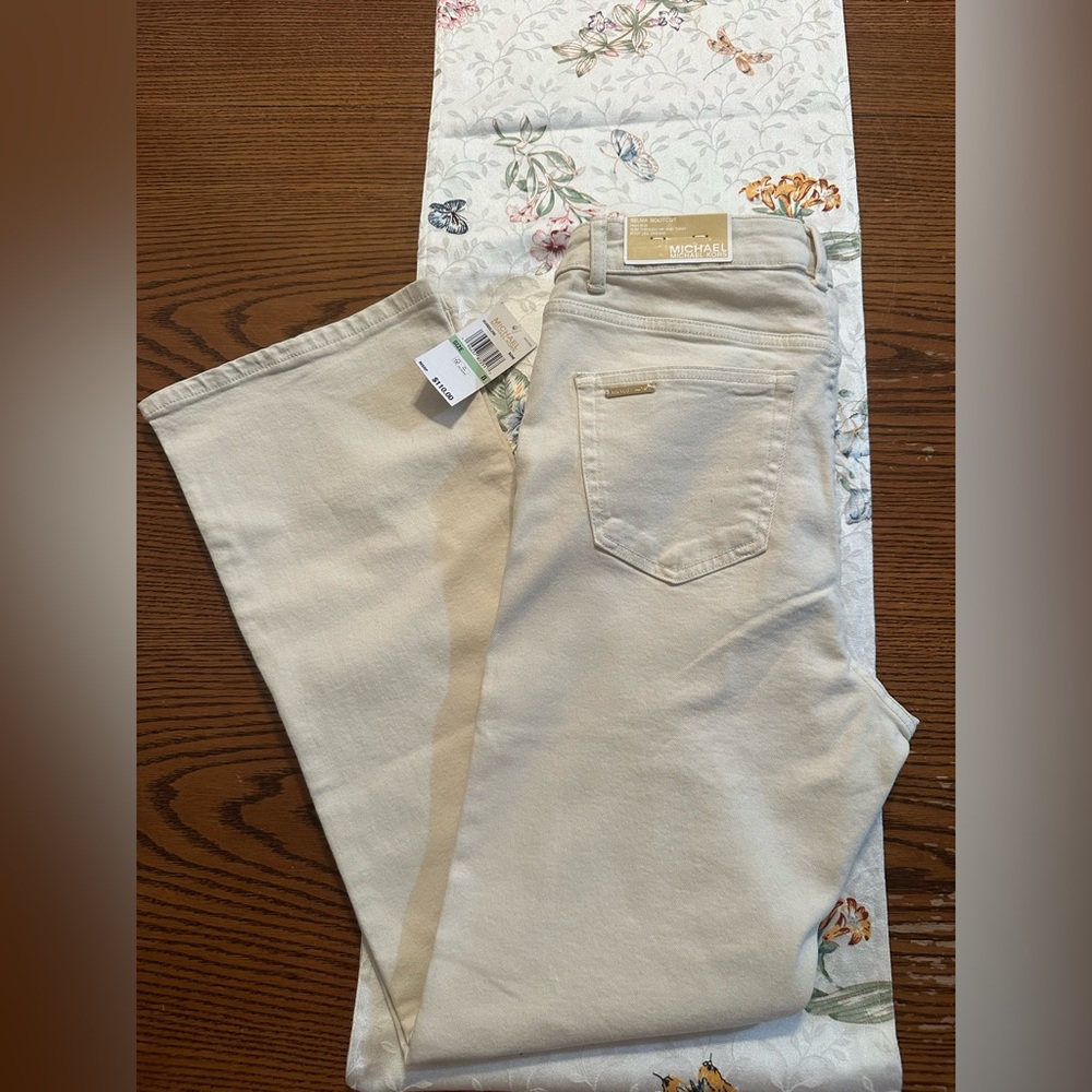 Michael Kors Cream Flare Wide Leg Jeans